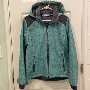 Free Country women’s jacket fleece lined with removable hood. Sz Medium